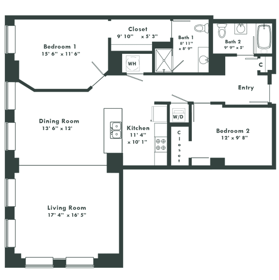 a floor plan of a home with a large living room and a dining room