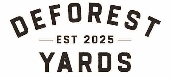 A logo with the words "Deforest Yards" and "Est 2025" written on it.