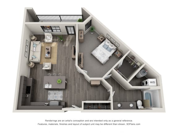 1 bed 1 bath floor plan I at 5300 Centre, St. Peters, MO