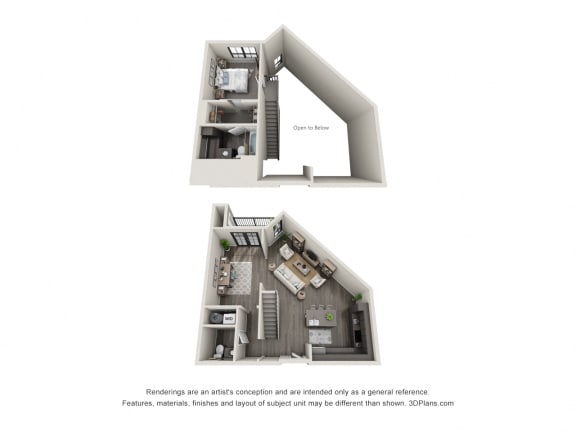 Floor Plan  1 bed 1.5 floor plan at 5300 Centre, St. Peters