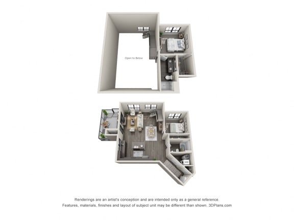 2 bed 2 bath floor plan G at 5300 Centre, St. Peters
