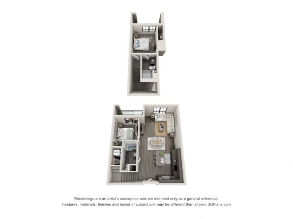 2 bed 2 bath floor plan I at 5300 Centre, Missouri, 63376