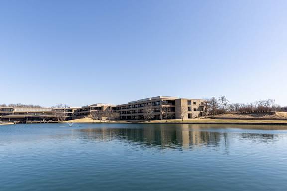 the building where the hotel is located is next to a lake at The Residences at Tesson Ridge, Saint Louis