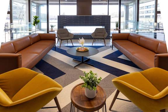 clubhouse, lake view, fireplace at The Residences at Tesson Ridge, Saint Louis