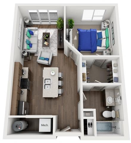1 bed 1 bath floor plan G at The Villages of Twin Oaks, Missouri