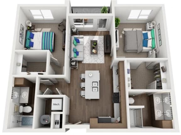 2 bed 2 bath floor plan B at The Villages of Twin Oaks, Twin Oaks, MO, 63021