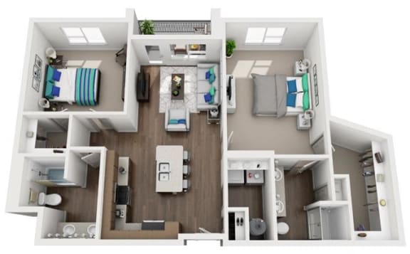 2 bed 2 bath floor plan M at The Villages of Twin Oaks, Twin Oaks