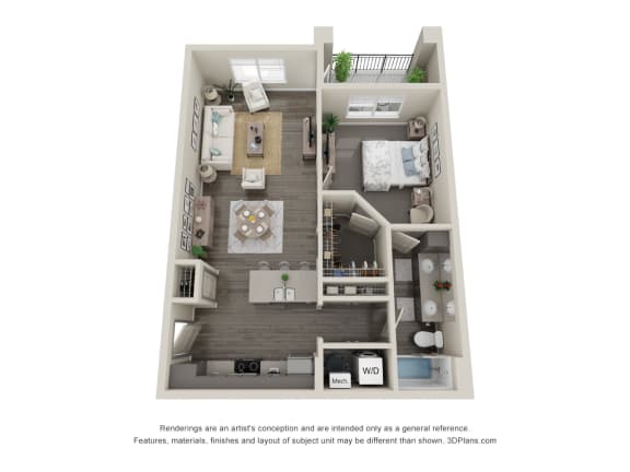1 bed 1 bath floor plan B at Trinity Woods, Independence, MO, 64015