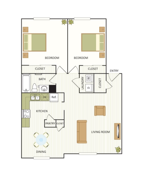 Indigo Two Bedroom, One Bath
