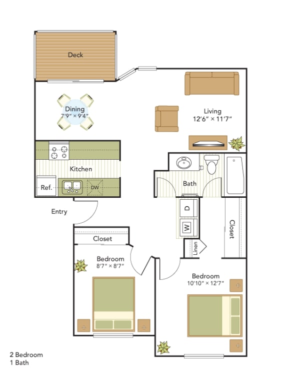 WaterView Two Bedroom, One Bath