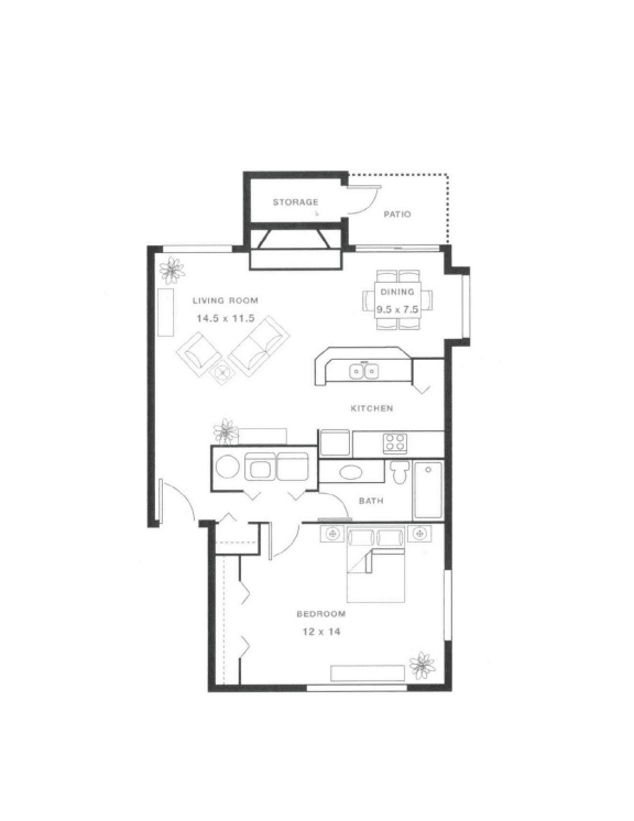 2D floor plan 1x1 at Murrayhill Park, Oregon