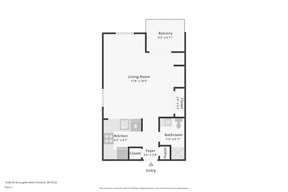Floor plan for a studio apartment