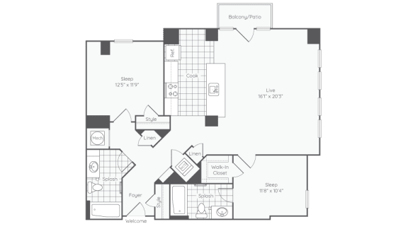 the floor plan of the party closet