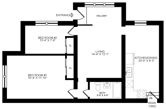 a floor plan of a house showing the living room and the bedrooms