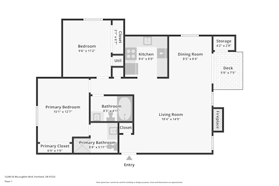 Floor plan for a 2 bedroom apartment