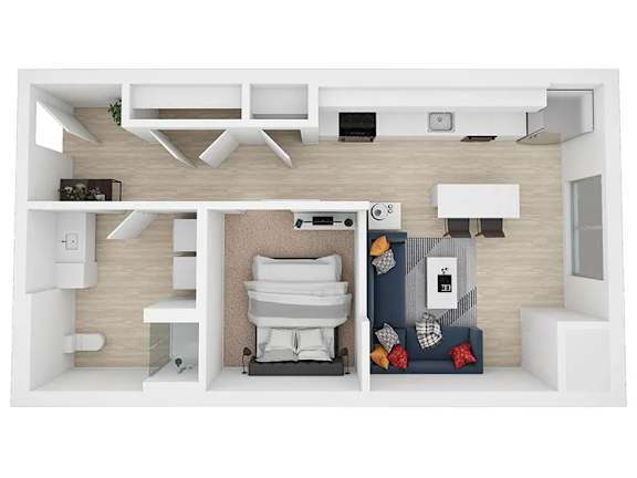1 Bed 1 Bath Floorplan B at The Shale, Minneapolis, 55406