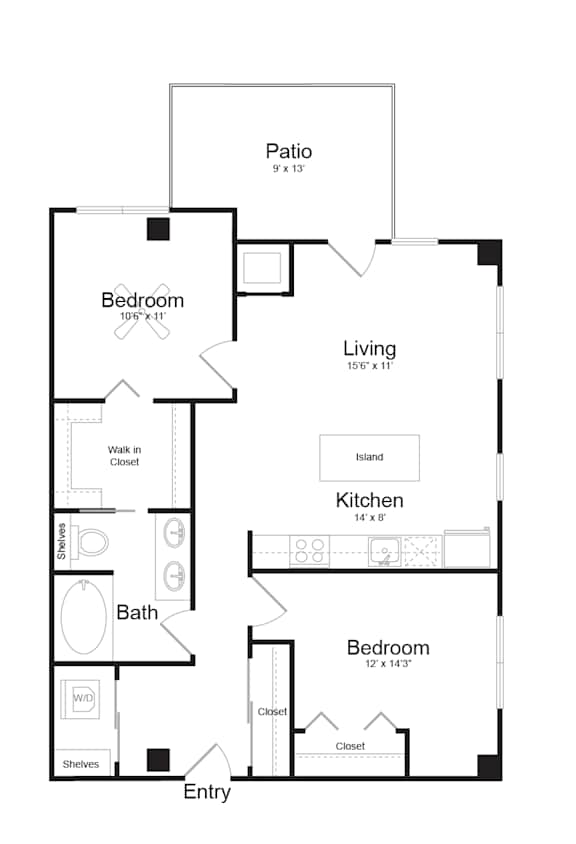 Floor Plan  B9 floor plan at Track 29 Apartments, Minneapolis, MN, 55408