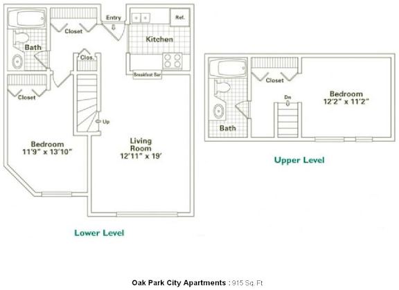 2 Bed 2 Bath Floorplan A at Oak Park City, Illinois