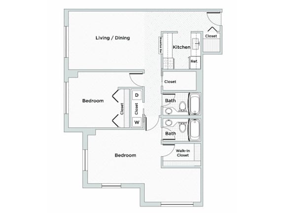 2 Bed 2 Bath Floorplan K at Oak Park City, Oak Park, IL