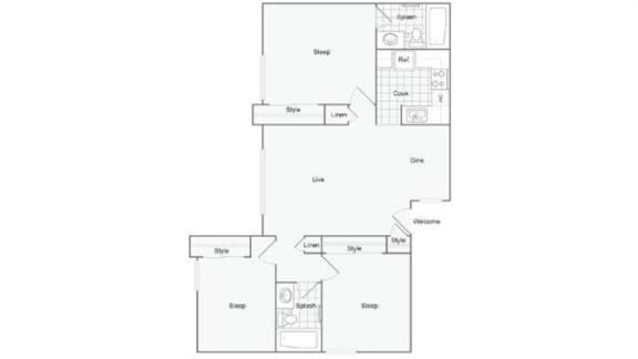 3 bed 2 bath 2A Floor Plan at Alturas Paso Robles Apartment Homes, Paso Robles, 93446