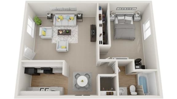 1 Bed 1 Bath Floor Plan at Dwell Apartment Homes, California