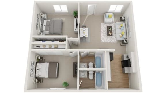 2 Bed 2 Bath Floor Plan at Dwell Apartment Homes, California, 92507