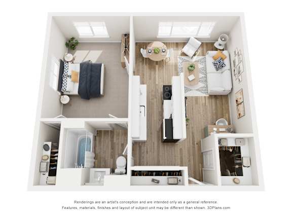 The Cedar Floorplans 1 bedroom & 1 bath