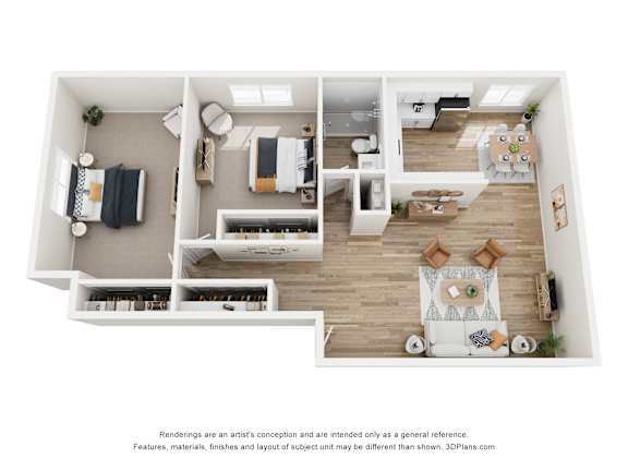 The Harriet Floorplan - 2 Bedroom & 1 bath