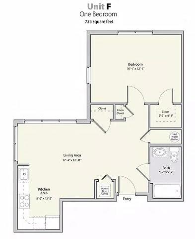 1 Bed Floor Plan at Lofts at 335, Stratford, Connecticut
