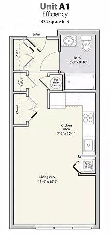 A1 Floor Plan at Lofts at 335, Stratford, CT, 06615