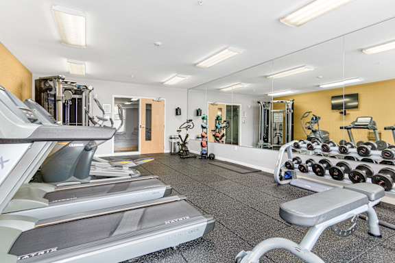 Gym with equipments at Elements of Linden Hills, Minneapolis, MN, 55410