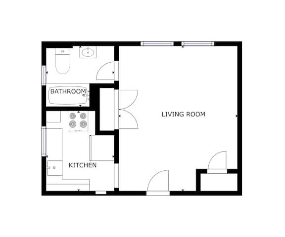 Floor Plan  One bed one bathroom floorplan at Forestry Court Apartments, Portland, OR 97210