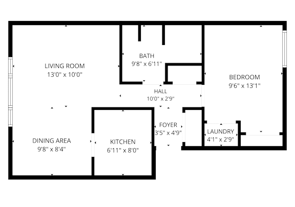 A black and white image of a floor plan for a house.