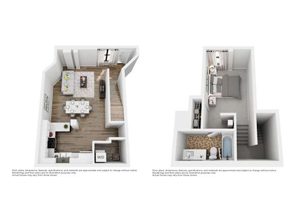 Floor Plan  A floor plan of a two-bedroom apartment with a living room, kitchen, and bathroom.