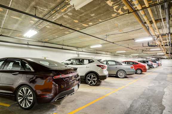 cars parked in a parking garage