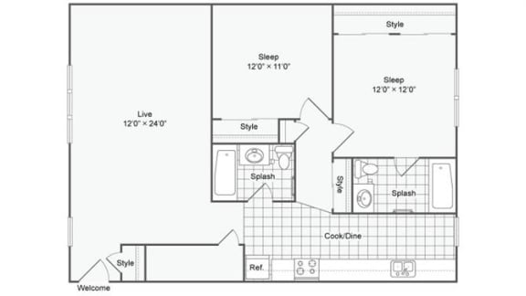 Taylor B Floor Plan at The Hinsdale, Hinsdale, 60521