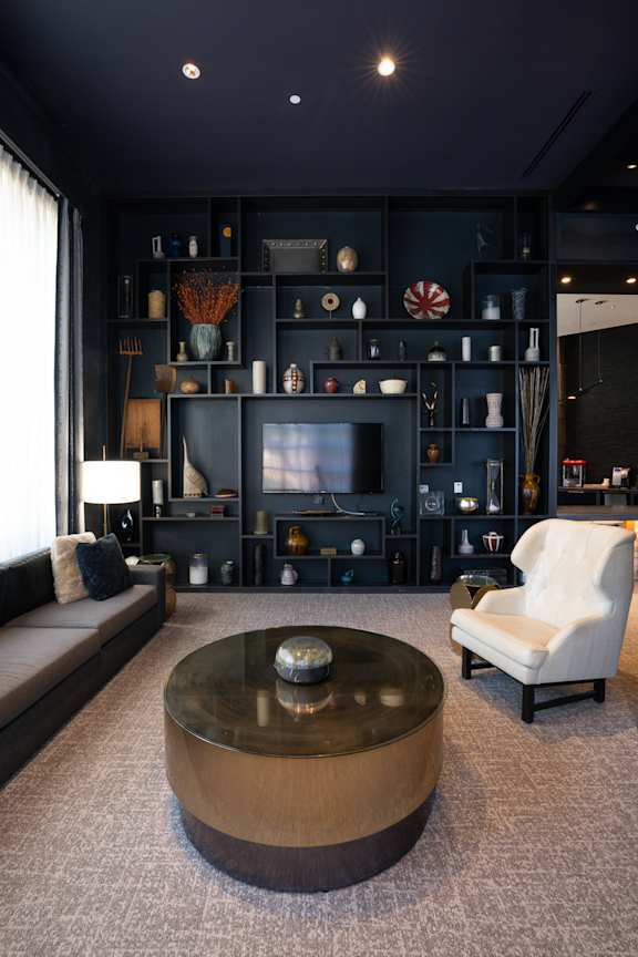Sitting area in the lobby of Arrive Federal Hill