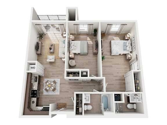 A top-down view of a house layout with labeled rooms.