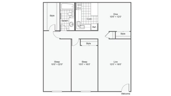 Dahlia Floor Plan at The Magnolia Apartment Homes, Chesterfield, MO