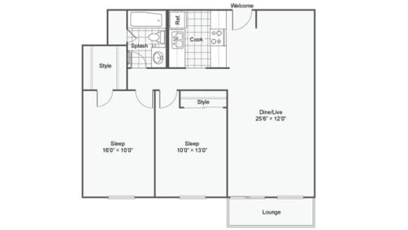Lilac Floor Plan at The Magnolia Apartment Homes, Chesterfield, Missouri