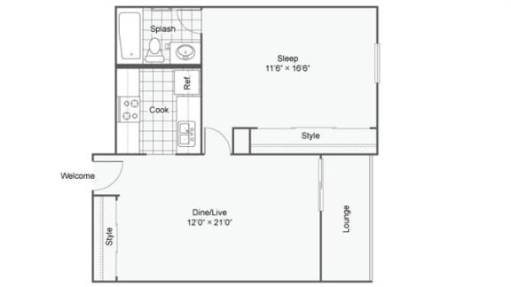Floor Plan  Lily Floor Plan at The Magnolia Apartment Homes, Missouri