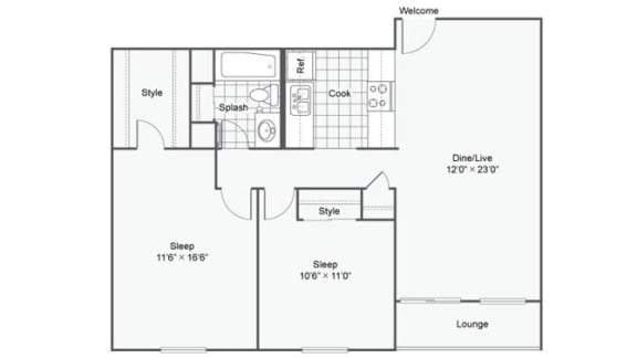 Floor Plan  Tulip Floor Plan at The Magnolia Apartment Homes, Chesterfield, 63017