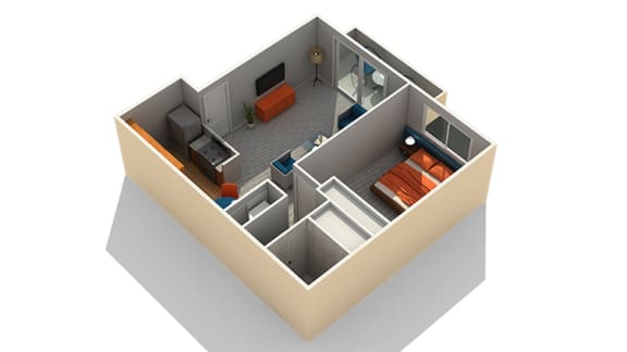 Floor Plan  1 Bedroom Floor Plan at OceanAire Apartment Homes, California
