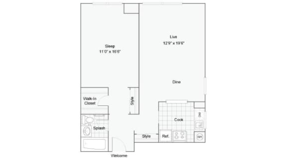 Amherst Floor Plan at Renew Worcester, Worcester, 01602