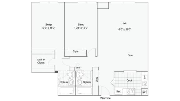 Cambridge Floor Plan at Renew Worcester, Worcester