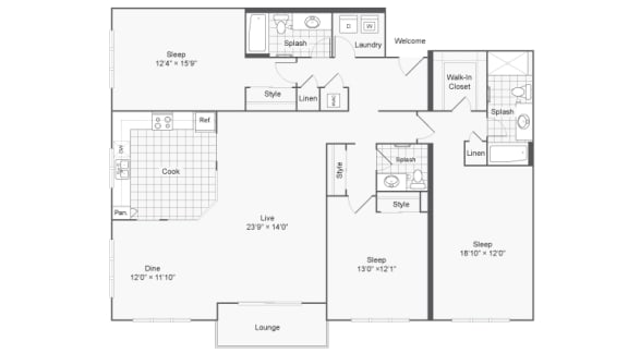 Fairway1 Floor Plan at Arrive Town Center, Illinois, 60061