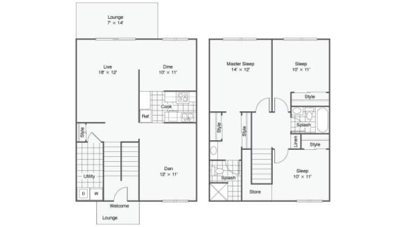 Oakwood4 Floor Plan at The Bluffs at Mountain Park, Lake Oswego, 97035