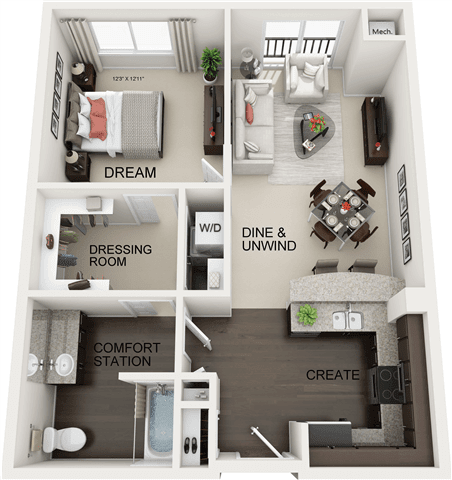 our apartments have a spacious floor plan with an open concept