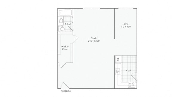 1C-Studio-1Bath-650-1C Floor Plan at The Bryant at Oak Park I & II, Oak Park, IL