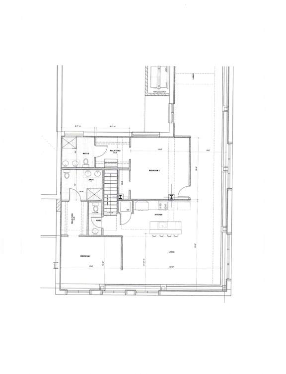 Floor plan of a 2 bedroom 2 bath with a den